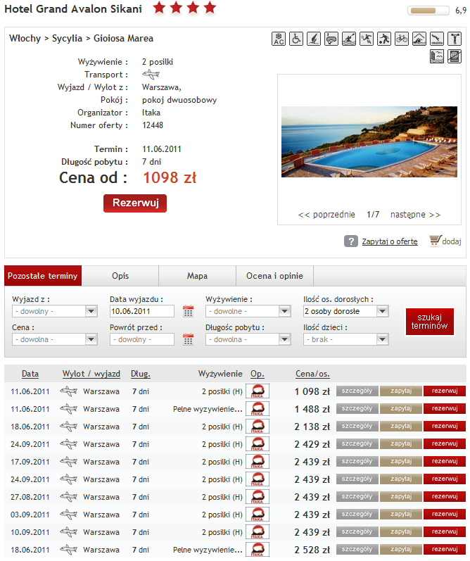 Offer date lists step